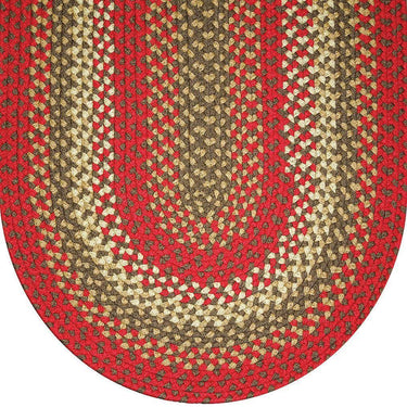 813 Christmas Red Basket Weave Braided Rugs Oval/Round Washable - The Fox Decor